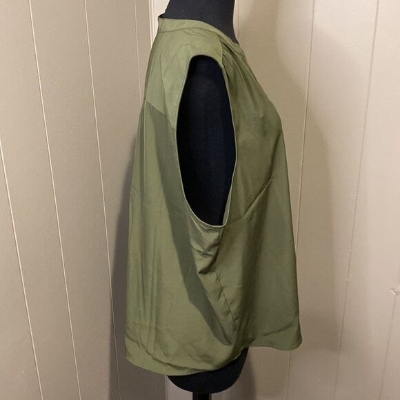 NWT J Crew Forest Green Extra Large Popover Tank Button Up V Neck Round Hem - Picture 5 of 9